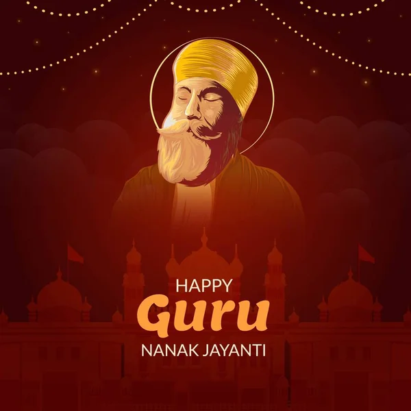 Glückliche Guru Nanak Jayanti Banner Design Vorlage — Stockvektor