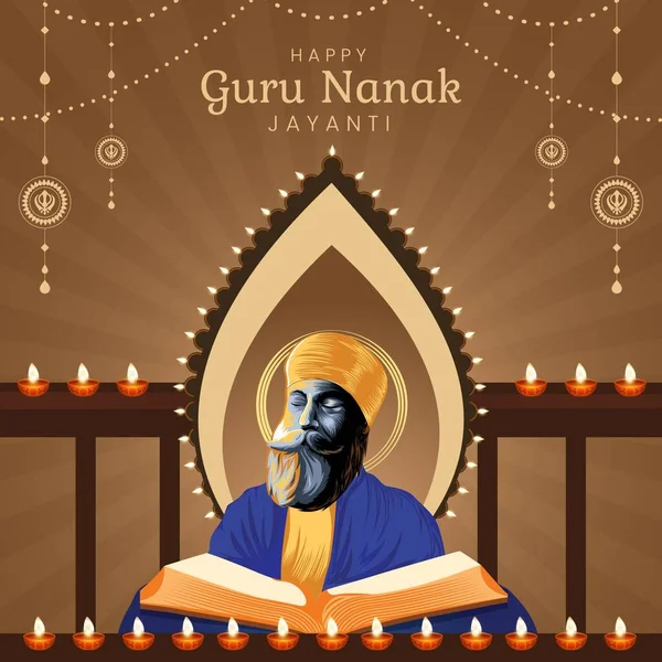 Happy Guru Nanak Jayanti Banner Design Template — Stockový vektor