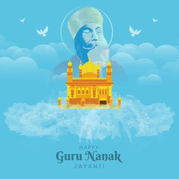 Glückliche Guru Nanak Jayanti Banner Design Vorlage — Stockvektor