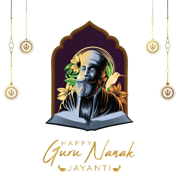 Glad Guru Nanak Jayanti Banner Design Mall — Stock vektor
