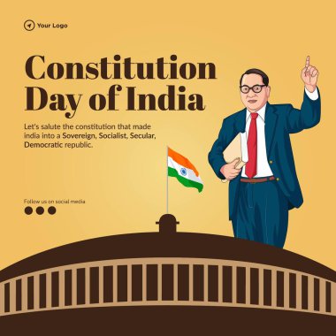 Hindistan 'ın Mutlu Anayasa Günü şablonunun pankart tasarımı. 