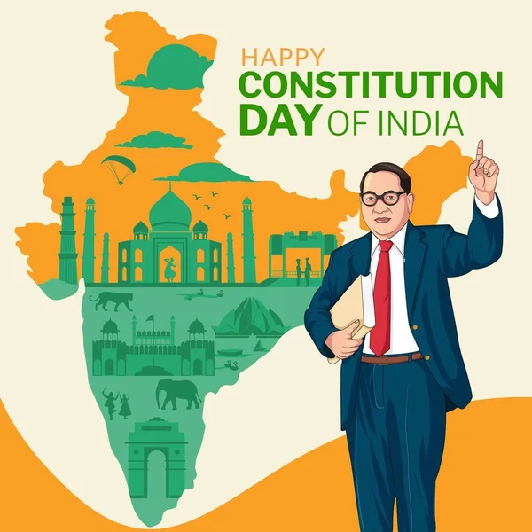 印度快乐宪法日模板的横幅设计 — 图库矢量图片