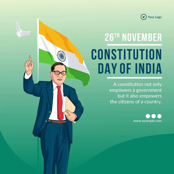 Desain Banner Happy Constitution Day India Template - Stok Vektor
