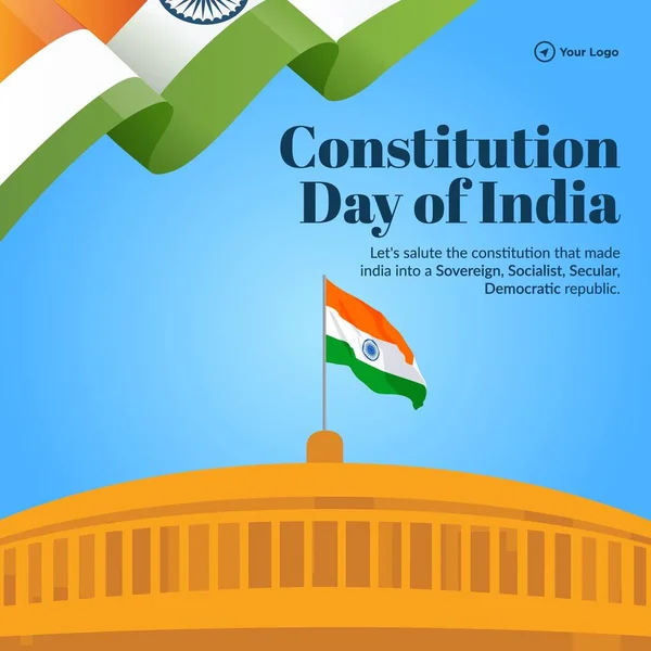 Desain Banner Happy Constitution Day India Template - Stok Vektor
