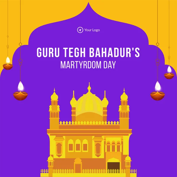 Design Banner Guru Tegh Bahadur Template — Vetor de Stock