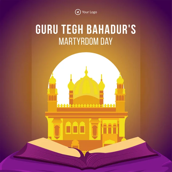 Banner Design Guru Tegh Bahadur Mučednictví Den Šablony — Stockový vektor