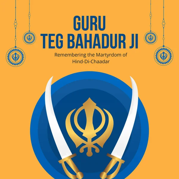 stock vector Banner design of guru tegh bahadur ji template. 