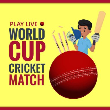 Dünya Kupası kriket maçının bayrak tasarımı şablonu. 