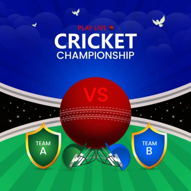 Kriket şampiyonasının afiş tasarım şablonu. 