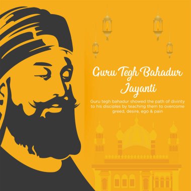 Banner design of guru tegh bahadur Jayanti template.  clipart