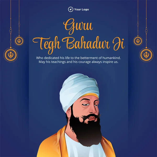 Guru Tegh Bahadur Şablonunun Şehitlik Gününün Bayrak Tasarımı — Stok Vektör
