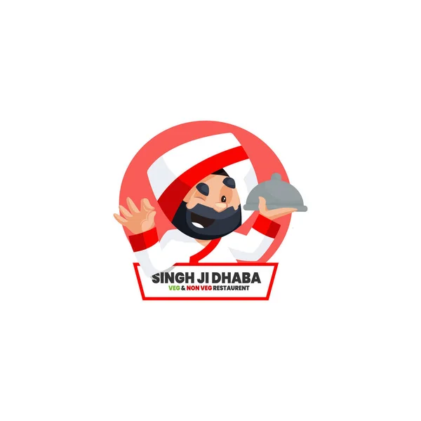 Singh Dhaba Veg Non Veg Indian Vector Mascot Logo Template — Stock Vector