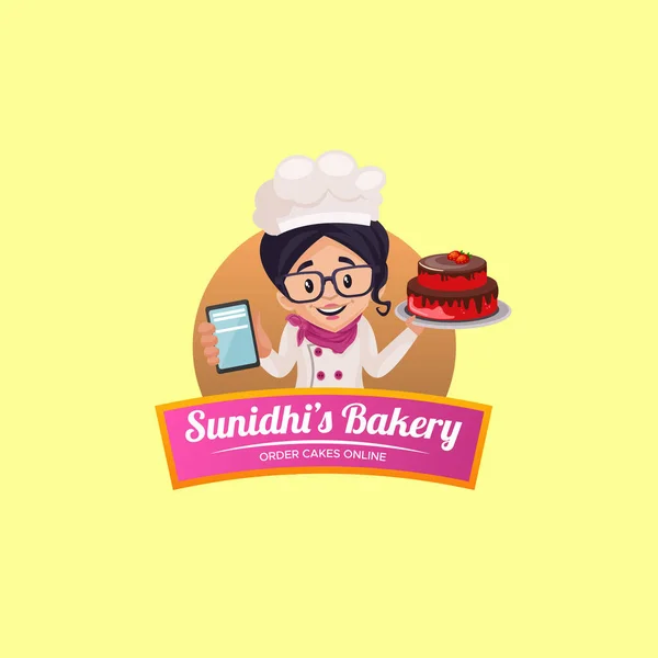Sunidhi Bakery Vector Mascot Logo Template — Stock Vector