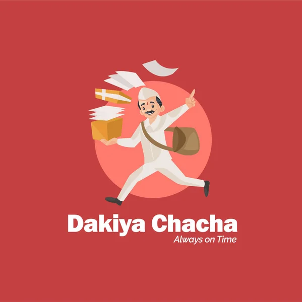 Dakiya Chacha Immer Pünktlich Vektor Maskottchen Logo Vorlage — Stockvektor
