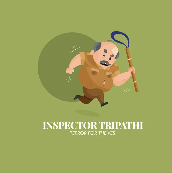 Inspector Tripathi Terror Para Ladrones Vector Mascota Logotipo Plantilla — Archivo Imágenes Vectoriales