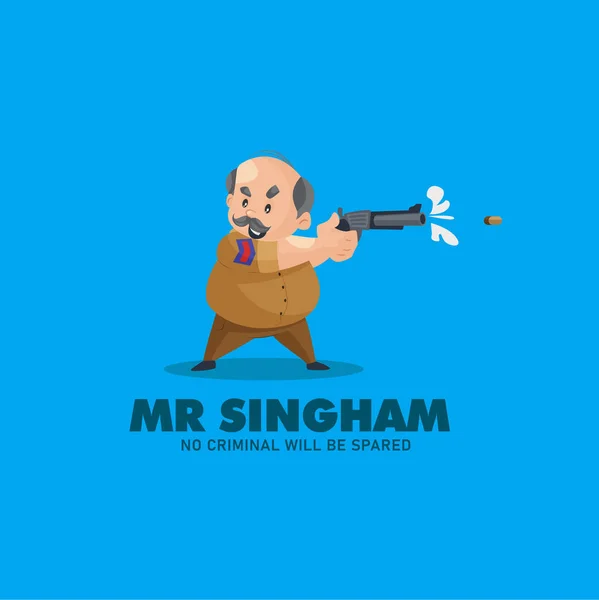 Singham Ningún Criminal Salvará Vector Mascota Logotipo Plantilla — Archivo Imágenes Vectoriales
