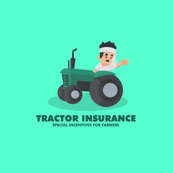 Traktorversicherung Besondere Anreize Für Landwirte Vektor Maskottchen Logo Vorlage — Stockvektor