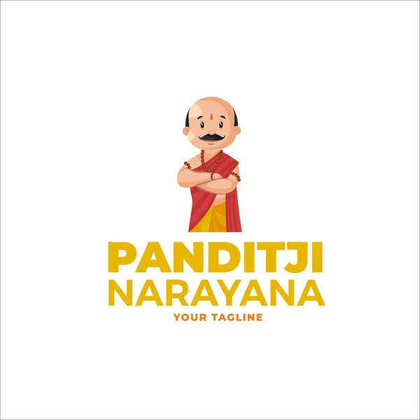 Pandit Narayana Modello Logo Della Mascotte Vettoriale — Vettoriale Stock