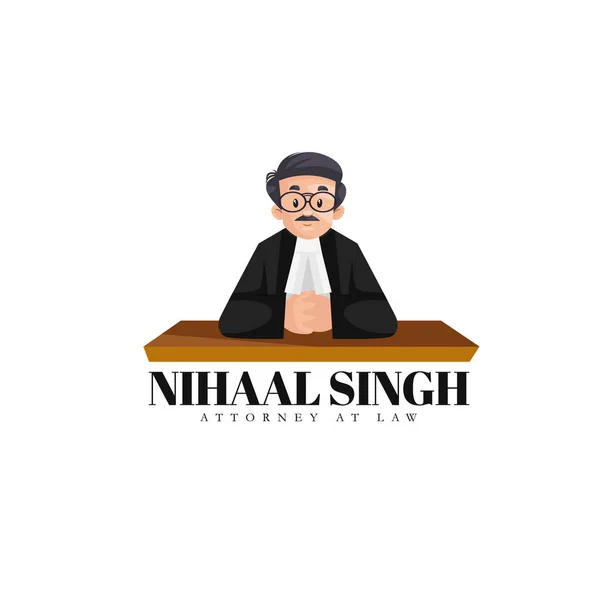 Nihall Singh Attorney Law Vector Mascot Logo Template — Stock Vector
