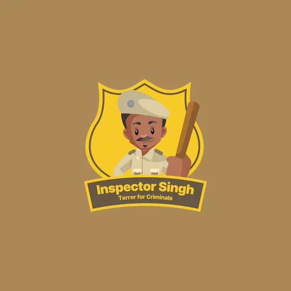 Inspector Singh Terror Criminals Vector Mascot Logo Template — Stock Vector