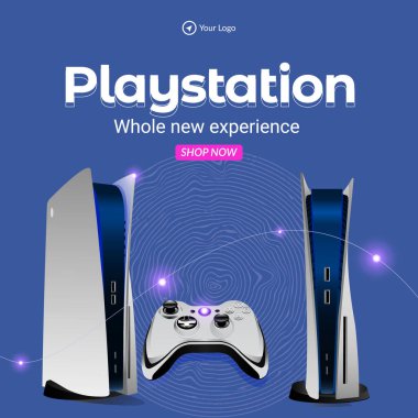 Banner design of playstation whole new experience template.  clipart