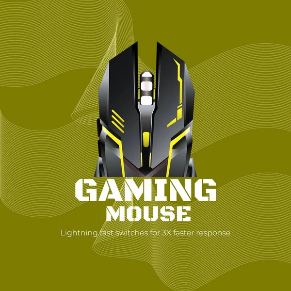 Banner Design Del Modello Mouse Gioco — Vettoriale Stock