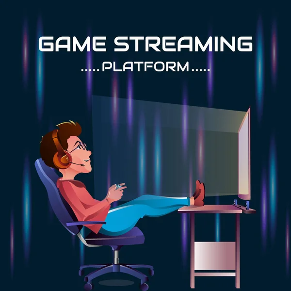 Design Banner Modelo Plataforma Streaming Jogos —  Vetores de Stock