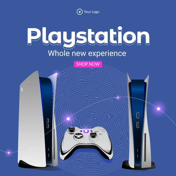 Σχεδιασμός Banner Του Playstation Εντελώς Νέο Πρότυπο Εμπειρία — Διανυσματικό Αρχείο