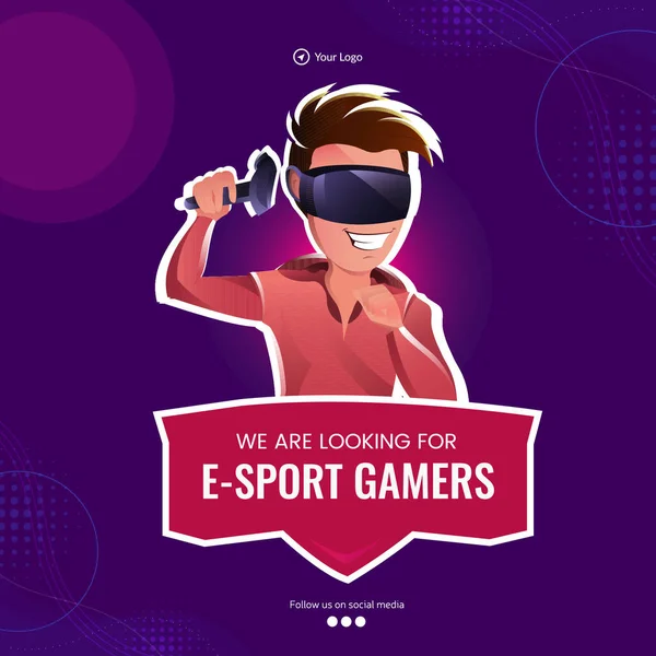 Banner Diseño Que Estamos Buscando Sport Gamers Plantilla — Archivo Imágenes Vectoriales