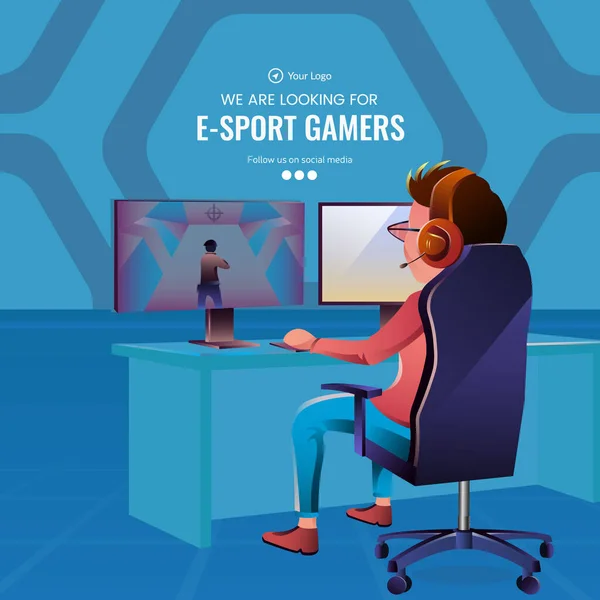 Banner Diseño Que Estamos Buscando Sport Gamers Plantilla — Archivo Imágenes Vectoriales