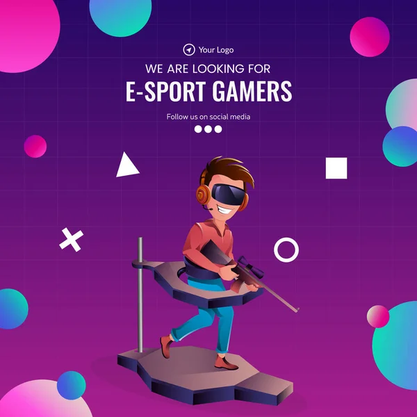 Banner Diseño Que Estamos Buscando Sport Gamers Plantilla — Vector de stock