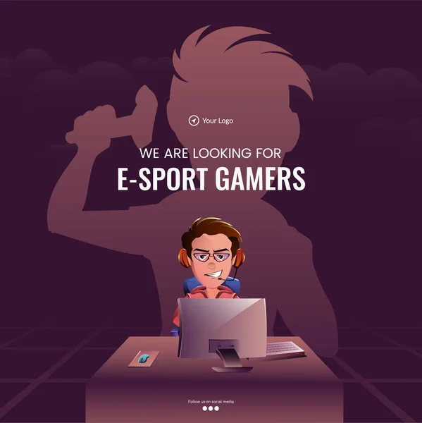 Banner Diseño Que Estamos Buscando Sport Gamers Plantilla — Archivo Imágenes Vectoriales