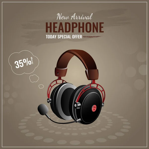 Banner Design New Arrival Headphone Today Special Offer Template — Stock Vector