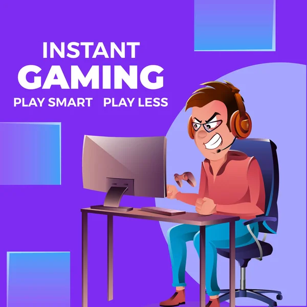 Banner Design Von Instant Gaming Play Smart Play Weniger Vorlage — Stockvektor