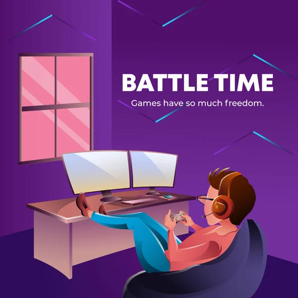 Banner Design Battle Time Games Have Much Freedom Template — Stock Vector