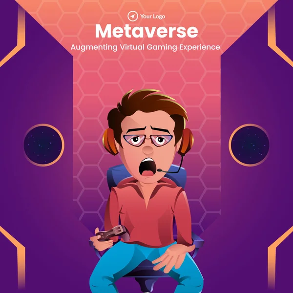 Banner Design Der Metaversen Erweiterung Der Vorlage Für Virtuelle Spielerlebnisse — Stockvektor