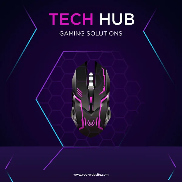 Design Banner Modelo Soluções Jogos Hub Tecnologia —  Vetores de Stock