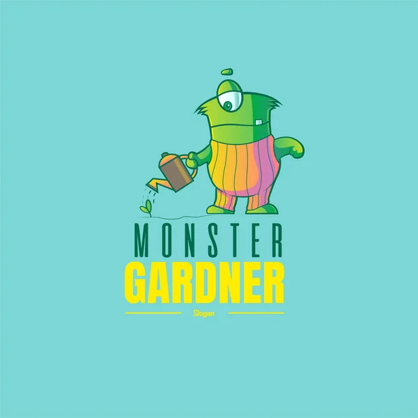 Monster Gardner Vector Logo Design Template — Stock Vector