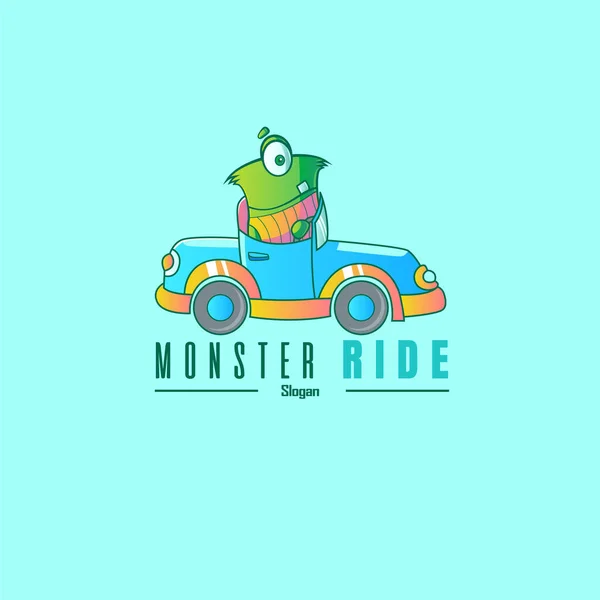 Monster Rit Vector Logo Ontwerp Template — Stockvector