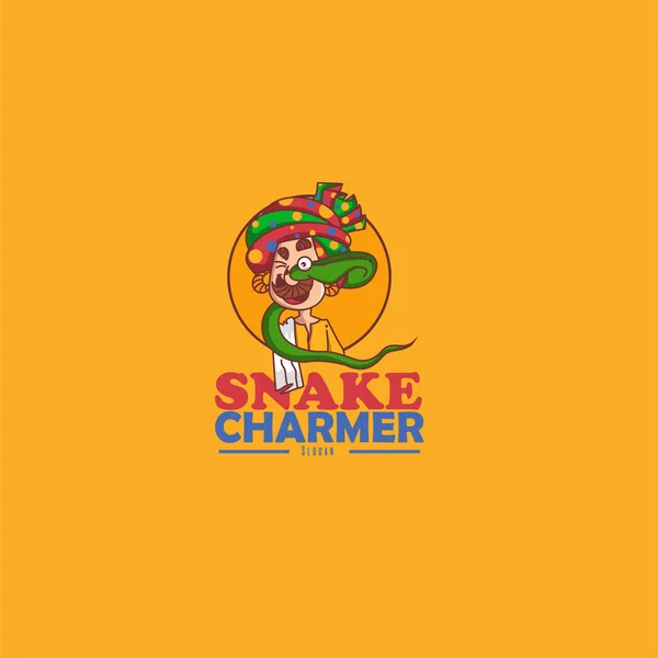 Snake Charmer Vector Logo Design Template — Stock Vector