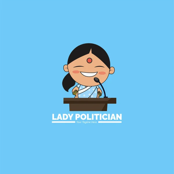 Lady Politico Vettore Mascotte Logo Modello — Vettoriale Stock