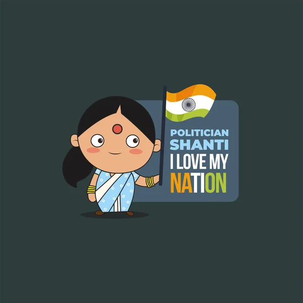 Politician Shanti Love Nation Vector Mascot Logo Template — Stock Vector
