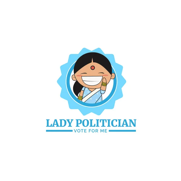 Lady Político Voto Por Vector Mascota Logotipo Plantilla — Archivo Imágenes Vectoriales