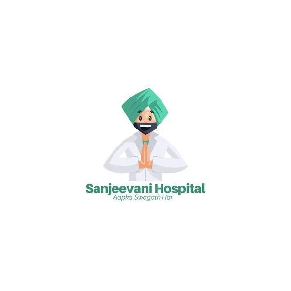 Sanjeevani Ziekenhuis Aapka Swagath Hai Vector Mascotte Logo Template — Stockvector