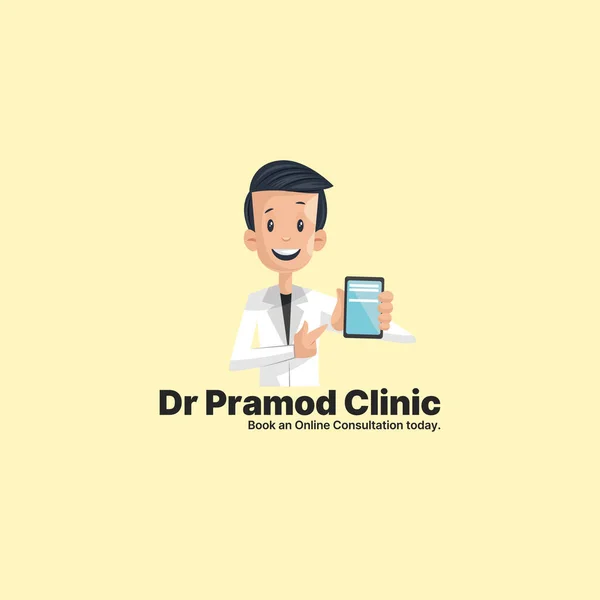 Pramod Clinic Book Online Consultation Today Vector Mascot Logo Template — Stock Vector