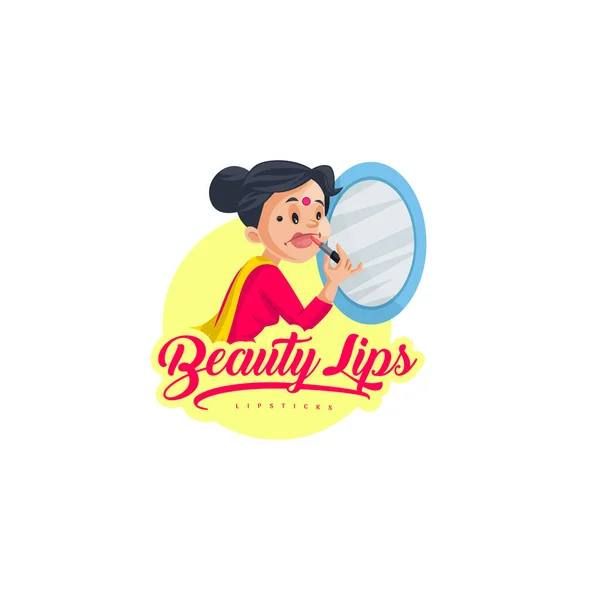 Beauty Lips Lipsticks Vector Mascot Logo Template — Stock Vector