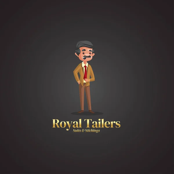 Royal Tailers Suits Stichings Vektor Maskot Logo Šablona — Stockový vektor