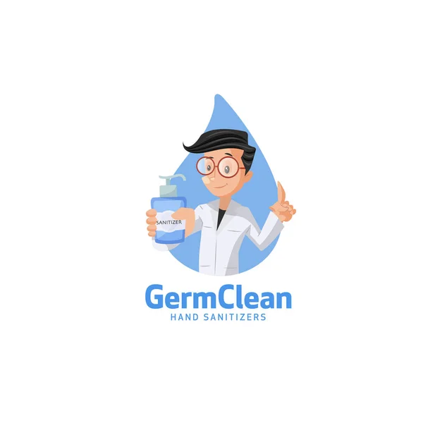 Keim Saubere Hand Desinfektionsmittel Vektor Maskottchen Logo Vorlage — Stockvektor