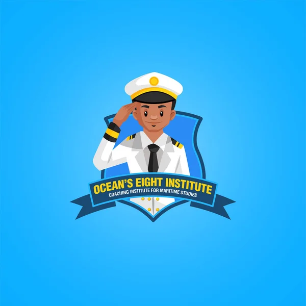 Ocean Acht Instituut Vector Mascotte Logo Template — Stockvector