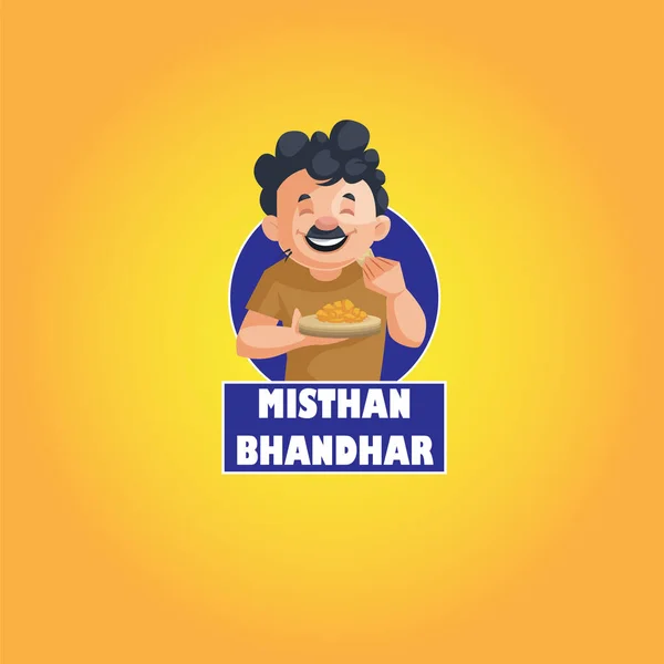 Misthan Bhandhar Vector Mascota Logotipo Plantilla — Vector de stock